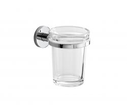 Inda One Wall-mounted tumbler holder with extra clear transparent glass tumbler - 1