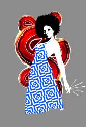 wallunica African und Disco | Afro disco woman on gray background - 1