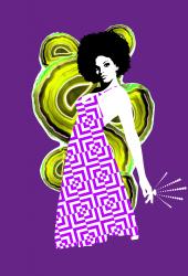 wallunica African und Disco | Afro disco woman on purple background - 1