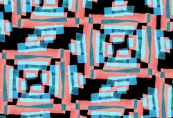 wallunica Geometric Design | Blue and coral geometric pattern - 1