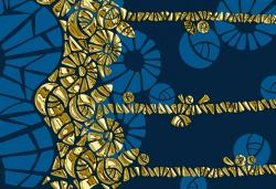 wallunica Geometric Design | Blue and gold geometric design - 1