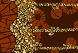 wallunica Geometric Design | Brown and gold geometric design - 1