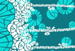 wallunica Geometric Design | Teal and white geometric design - 1