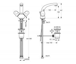 Ideal Standard Alpha Waschtisch-Zweigriffarmatur (Auslaufhöhe 120 mm) - 2