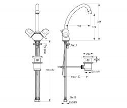 Ideal Standard Alpha Waschtisch-Zweigriffarmatur (Auslaufhöhe 170 mm) - 2