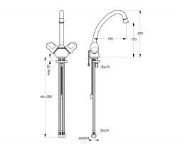 Ideal Standard Alpha Waschtisch-Zweigriffarmatur mit versenkbarer Kette (Auslaufhöhe 170 mm) - 2