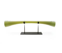 SkLO pull rod object pea green w/ horiz table stand dark oxidized - 1