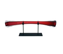 SkLO pull rod object red w/ horiz table stand dark oxidized - 1