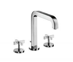 Hansgrohe Axor Citterio 3-Hole Basin Mixer with cross handles and spout 205mm DN15 - 1