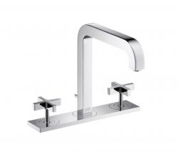 Hansgrohe Axor Citterio 3-Hole Basin Mixer with cross handles plate and spout 205mm DN15 - 1