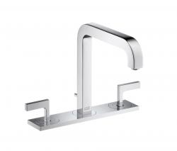 Hansgrohe Axor Citterio 3-Hole Basin Mixer with lever handles plate and spout 140mm DN15 - 1