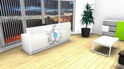 MDD White Linea reception desk with graphic - 1